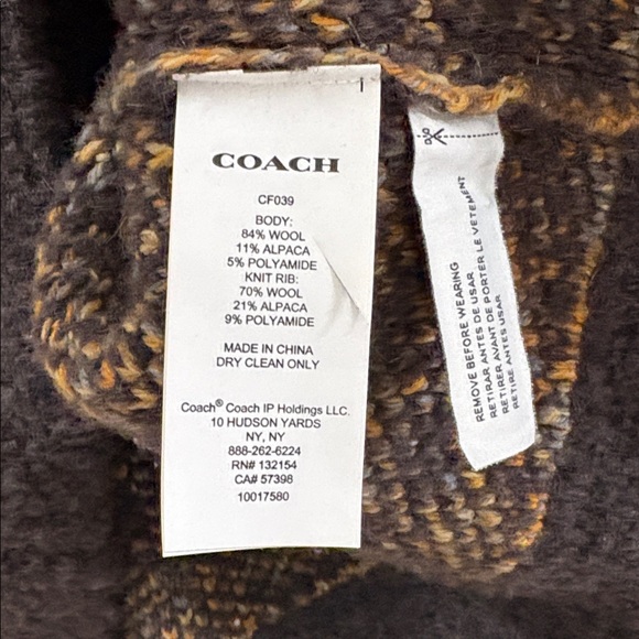 Vintage Coach Charcoal & Camel Patterned V-Neck oversized Sweater - large - Picture 4 of 5